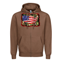 Chestnut distressed american flag Zipper Hoodie - BarkalooDesign