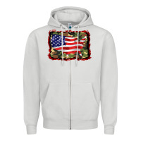 Dove Grey distressed american flag Zipper Hoodie - BarkalooDesign