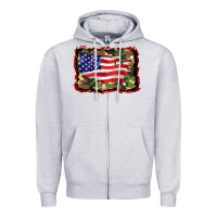 Heather Grey distressed american flag Zipper Hoodie - BarkalooDesign