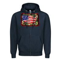 Navy distressed american flag Zipper Hoodie - BarkalooDesign