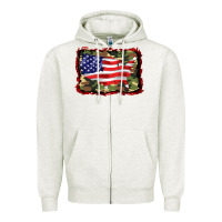 Oatmeal Heather distressed american flag Zipper Hoodie - BarkalooDesign
