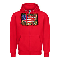 Red distressed american flag Zipper Hoodie - BarkalooDesign