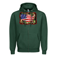 Sports Green distressed american flag Zipper Hoodie - BarkalooDesign