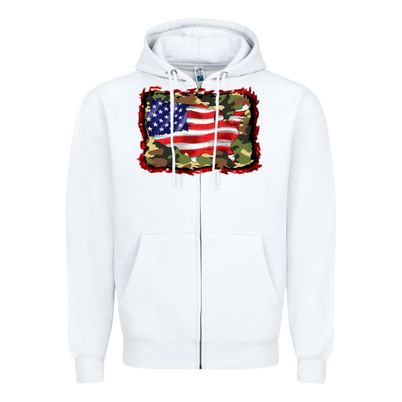 Distressed American Flag Zipper Hoodie by BarkalooDesign | Teevron