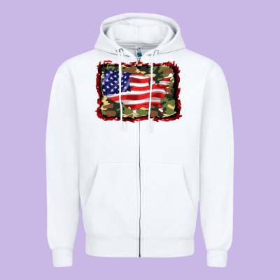 Distressed American Flag Zipper Hoodie Designed By Barkaloodesign