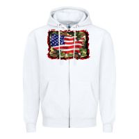 White distressed american flag Zipper Hoodie - BarkalooDesign