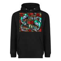 Black floral american football  helmet Heavyweight Hoodie - NancyCooperArtShop