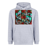 Heather Grey floral american football  helmet Heavyweight Hoodie - NancyCooperArtShop