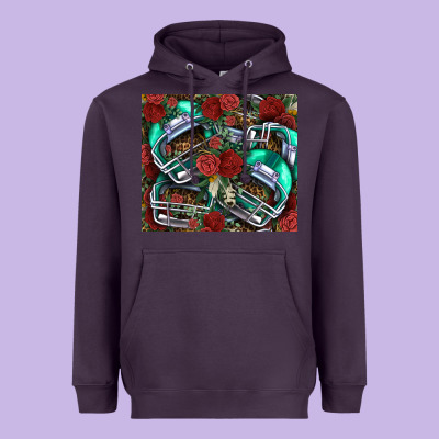 Floral American Football  Helmet Heavyweight Hoodie Designed By Nancycooperartshop