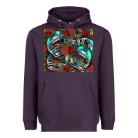 Plum floral american football  helmet Heavyweight Hoodie - NancyCooperArtShop