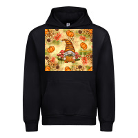 Black Fall Pumpkins and Gnome with Leopard Urban Hoodie - texasbilliewilder
