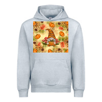 Heather Grey Fall Pumpkins and Gnome with Leopard Urban Hoodie - texasbilliewilder