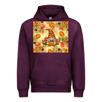 Mauve Wine Fall Pumpkins and Gnome with Leopard Urban Hoodie - texasbilliewilder