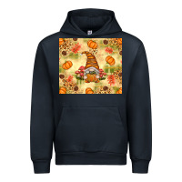 Navy Fall Pumpkins and Gnome with Leopard Urban Hoodie - texasbilliewilder