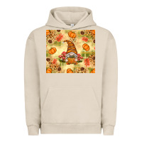 Pigment French Oak Fall Pumpkins and Gnome with Leopard Urban Hoodie - texasbilliewilder