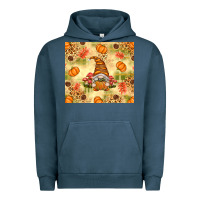 Pigment Midnight Navy Fall Pumpkins and Gnome with Leopard Urban Hoodie - texasbilliewilder