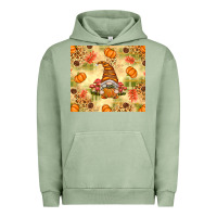 Pigment Oil Green Fall Pumpkins and Gnome with Leopard Urban Hoodie - texasbilliewilder