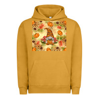 Pigment Peanut Butter Fall Pumpkins and Gnome with Leopard Urban Hoodie - texasbilliewilder