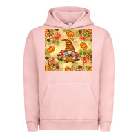 Pigment Salmon Fall Pumpkins and Gnome with Leopard Urban Hoodie - texasbilliewilder
