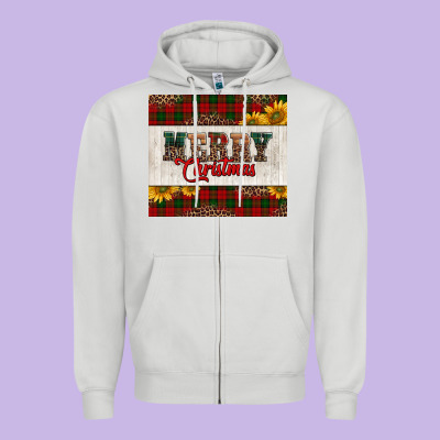 Merry Christmas Sunflowers Zipper Hoodie Designed By Jasminsmagicworld