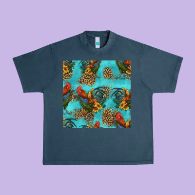 Rooster And Sunflowers Seamless Pattern Urban Heavy Tee Designed By Hra Design Shop