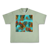 Oil Green rooster and sunflowers seamless pattern Urban Heavy Tee - HRA Design Shop