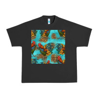 Pigment Black rooster and sunflowers seamless pattern Urban Heavy Tee - HRA Design Shop