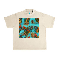 Sandshell rooster and sunflowers seamless pattern Urban Heavy Tee - HRA Design Shop