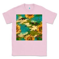 Bubblegum Pink camouflage turquoise glitter sunflowers seamless pattern Classic Tee - BundleAndBundleShop