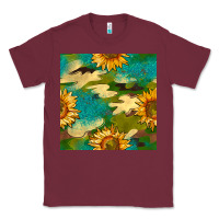 Burgundy camouflage turquoise glitter sunflowers seamless pattern Classic Tee - BundleAndBundleShop