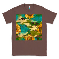 Chestnut camouflage turquoise glitter sunflowers seamless pattern Classic Tee - BundleAndBundleShop