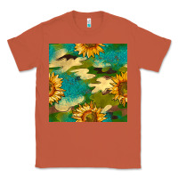 Copper camouflage turquoise glitter sunflowers seamless pattern Classic Tee - BundleAndBundleShop