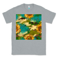 Heather Grey camouflage turquoise glitter sunflowers seamless pattern Classic Tee - BundleAndBundleShop