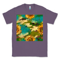 Lavender camouflage turquoise glitter sunflowers seamless pattern Classic Tee - BundleAndBundleShop
