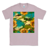 Lilac camouflage turquoise glitter sunflowers seamless pattern Classic Tee - BundleAndBundleShop