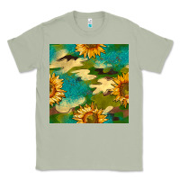 Matcha camouflage turquoise glitter sunflowers seamless pattern Classic Tee - BundleAndBundleShop