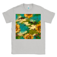 Moon Dust camouflage turquoise glitter sunflowers seamless pattern Classic Tee - BundleAndBundleShop
