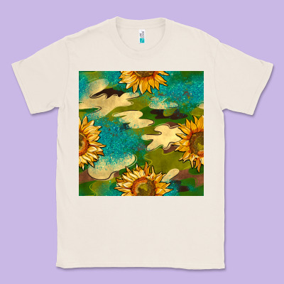 Camouflage Turquoise Glitter Sunflowers Seamless Pattern Classic Tee Designed By Bundleandbundleshop