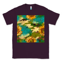 Plum camouflage turquoise glitter sunflowers seamless pattern Classic Tee - BundleAndBundleShop