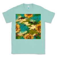 Seafoam camouflage turquoise glitter sunflowers seamless pattern Classic Tee - BundleAndBundleShop