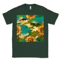 Sports Green camouflage turquoise glitter sunflowers seamless pattern Classic Tee - BundleAndBundleShop