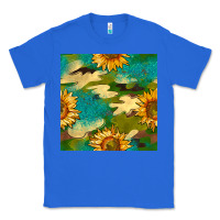 True Royal camouflage turquoise glitter sunflowers seamless pattern Classic Tee - BundleAndBundleShop