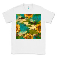 White camouflage turquoise glitter sunflowers seamless pattern Classic Tee - BundleAndBundleShop