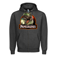 Charcoal Heather Western Papasaurus Papa Dinosaur Zipper Hoodie - LillyAllenDesigns