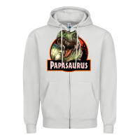 Dove Grey Western Papasaurus Papa Dinosaur Zipper Hoodie - LillyAllenDesigns