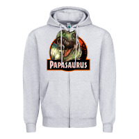 Heather Grey Western Papasaurus Papa Dinosaur Zipper Hoodie - LillyAllenDesigns