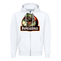 White Western Papasaurus Papa Dinosaur Zipper Hoodie - LillyAllenDesigns
