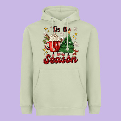 'tis The Season With Christmas Tree And Hot Cocoa Heavyweight Hoodie Designed By Maliassmallbusiness