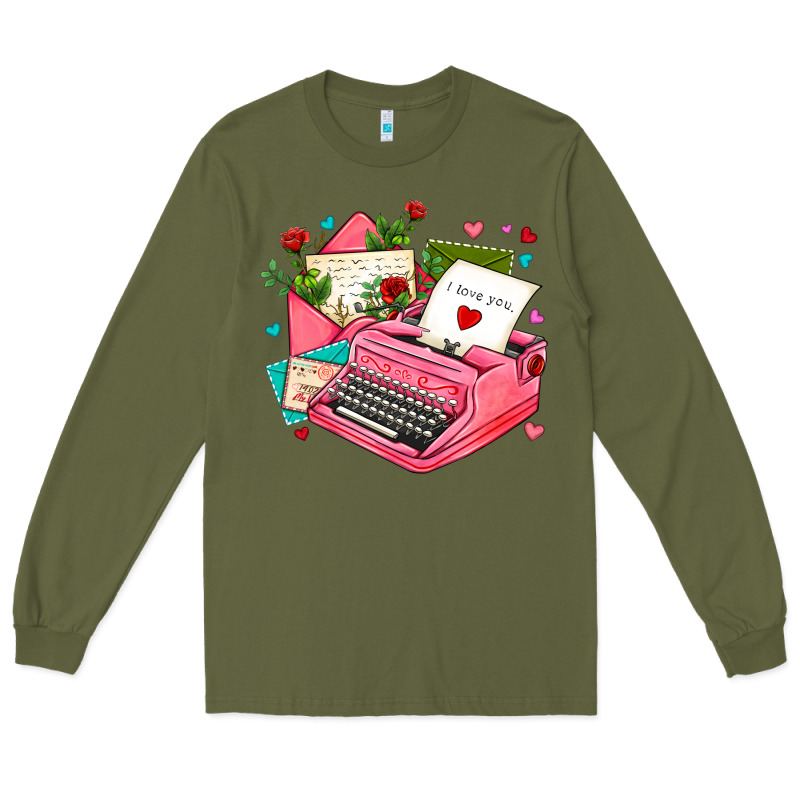 Pink Typewriter And Letters Long Sleeve Tee by AdoDesignShop | Teevron