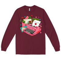 Burgundy pink typewriter and letters Long Sleeve Tee - AdoDesignShop
